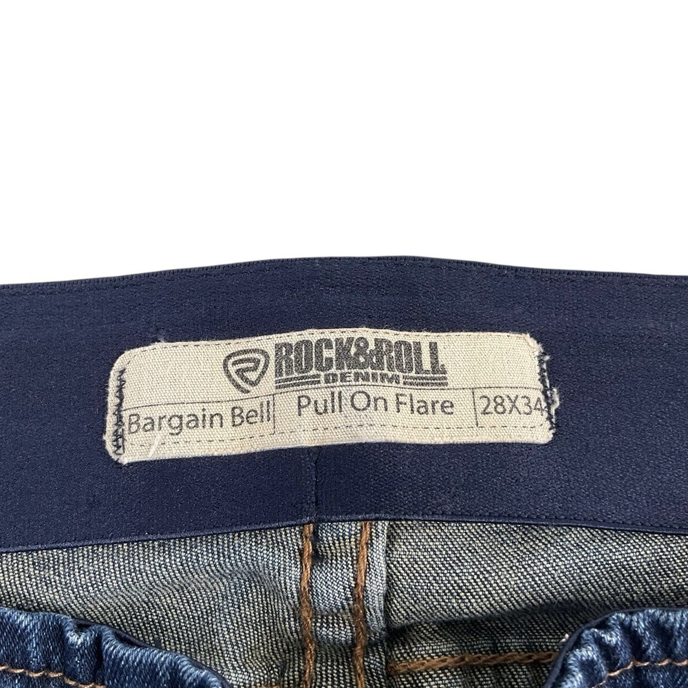 Rock & Roll Flare Jeans Womens 28x34 (ACTUAL 28x32) Blue Bargain Bell Pull On - Picture 8 of 16